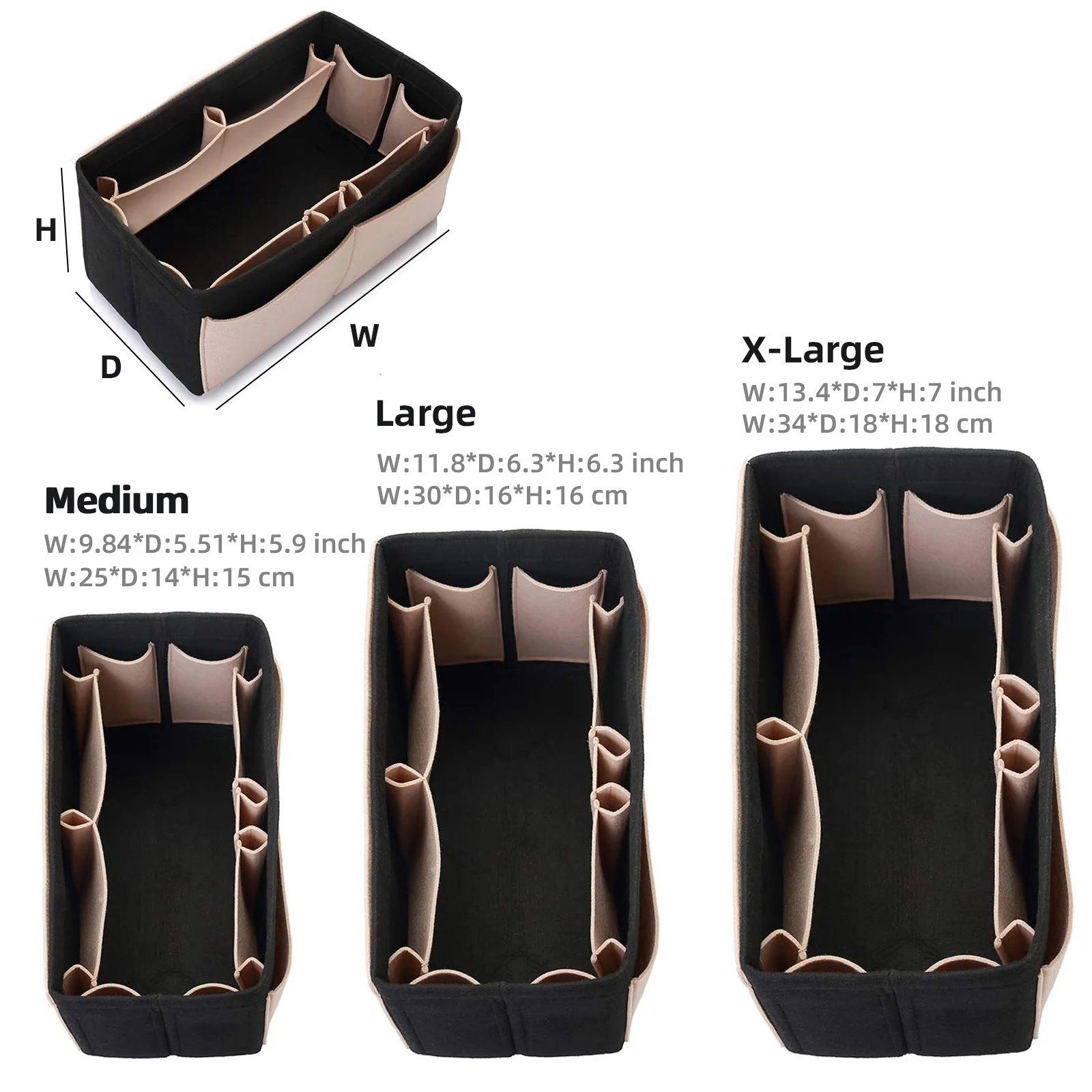 Organizador de bolsa de fieltro con cremallera, divisor de bolso con múltiples bolsillos, inserto interior para bolso, Compatible con Longchamp, Speedy