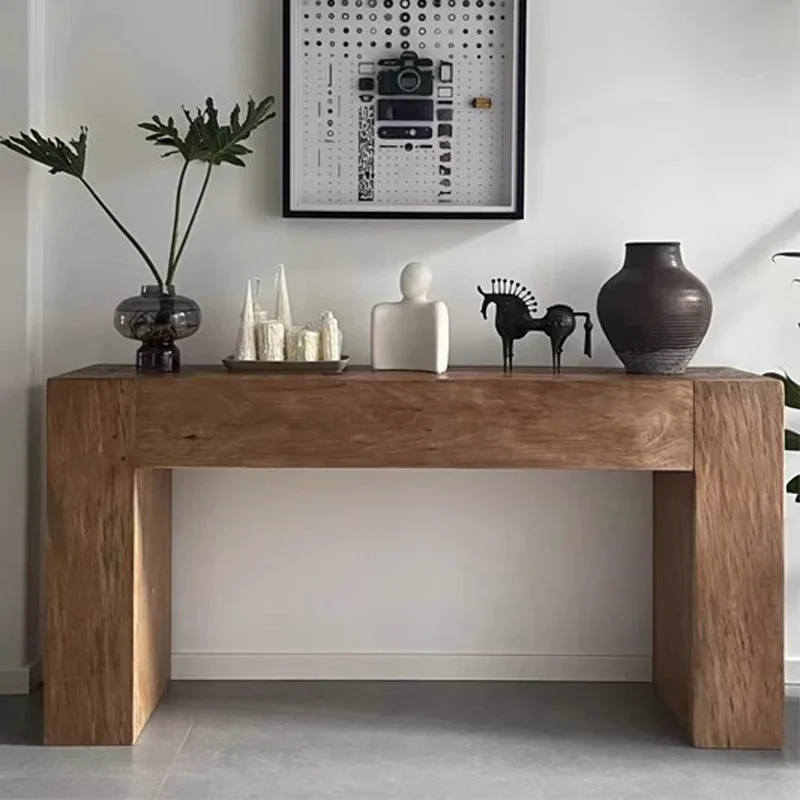 Log Console Table Retro Display Table Living Room Sofa Tables a Long Narrow Table Decorative Shelf