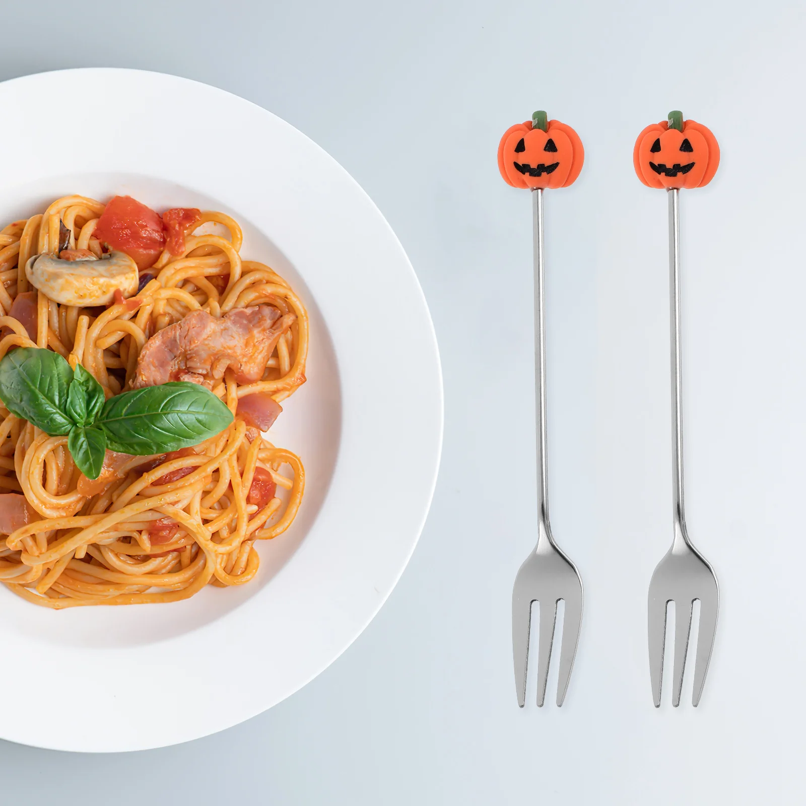 

6 Pcs Silverware Creative Halloween Tableware Set Dinner Fork Pumpkin Stainless Steel Cake Multipurpose