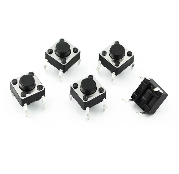 Free Shipping 100pcs 6*6*5mm DIP4 ON/OFF Light Touch Button Micro Switch 6*6*5 Keys DIP 4pin