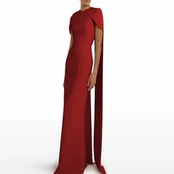 Elegant New O Neck  Mother of the Bride Dresses Long Sleeves 2024 Large Size Roses Stretchy Satin Evening Dress with Cape