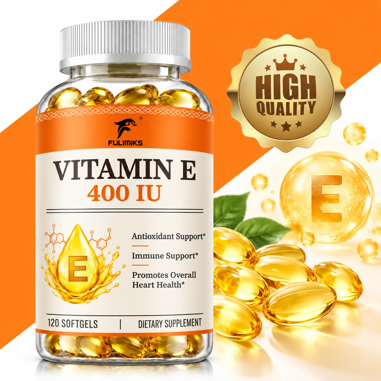 Vitamin E 400IU Supplement, Support Cellular Protection, Maintain Heart & Immune Health,Nourish Skin, Hair & Nails for Men Women