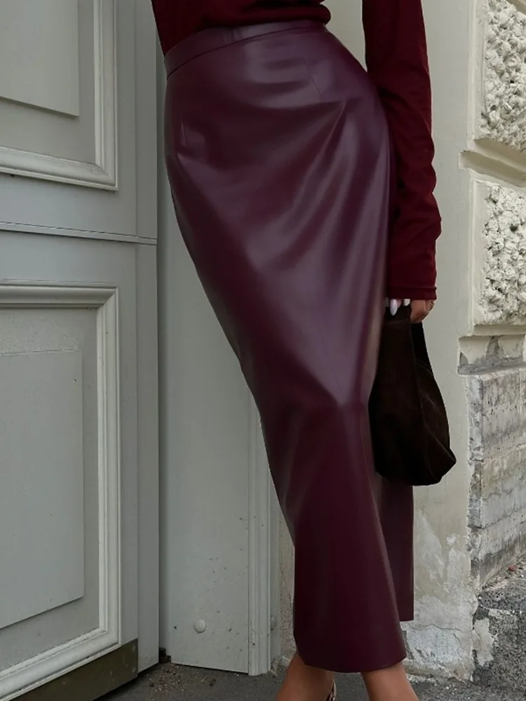 

High Waist Slim Fit Slit Skirt for Women Chinese Sle Pure Color Casual High Waist Polyester Bodycon Skirt No Brand