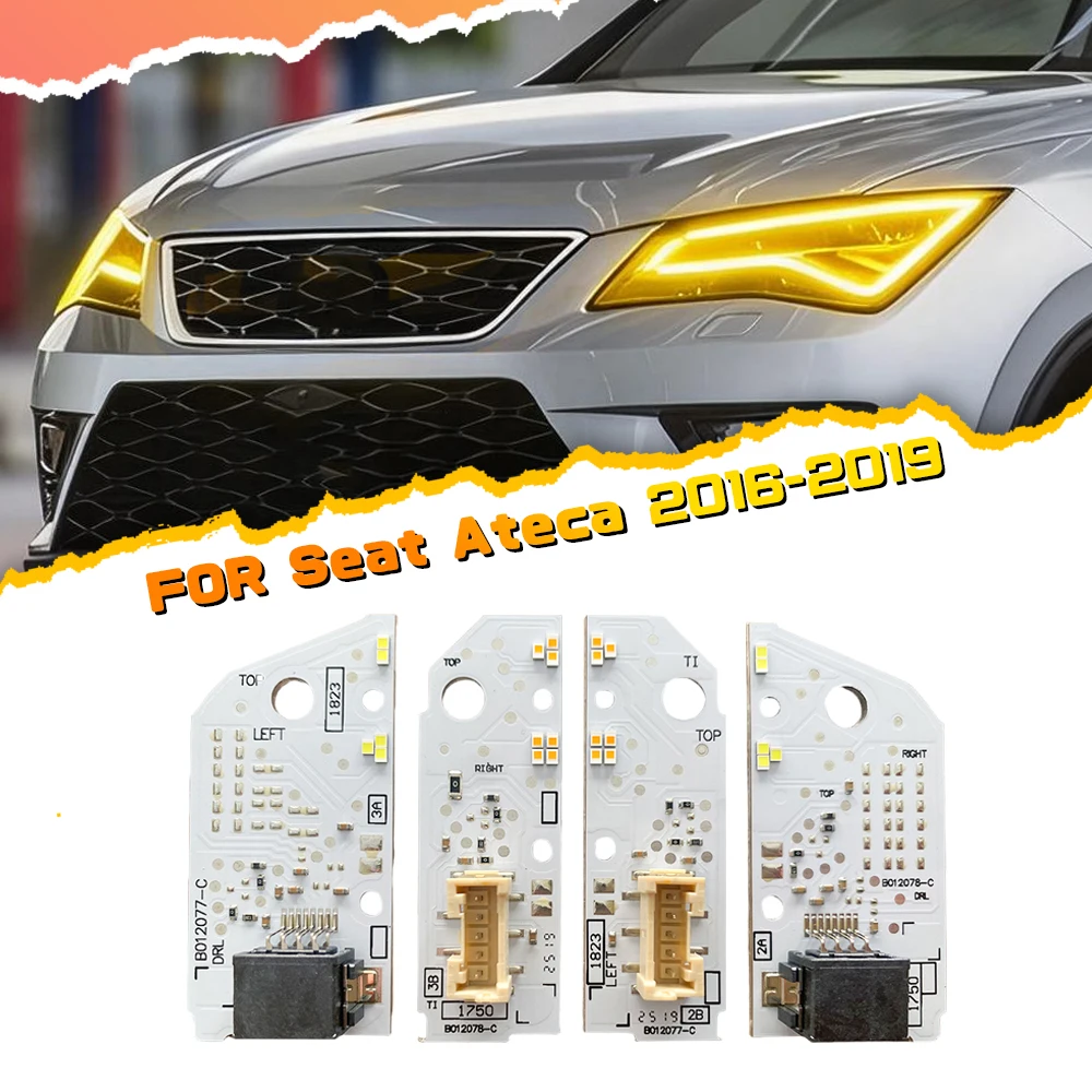 

Для SEAT Ateca 2016-2019: Желто-белые светодиодные модули «Ангельские глазки» DRL, красно-синие фары, дневные ходовые огни, янтарные 575941475