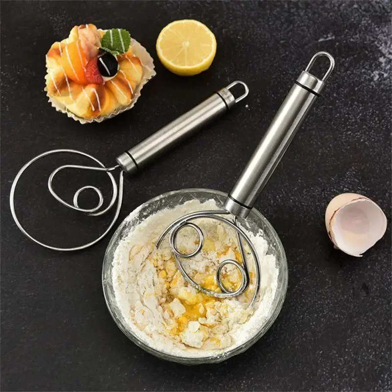 Danish Dough Whisk, Flour Whisk, Stainless Steel Dough Whisk Mixer , Bread Making Tools Suitable for Baking Mixing Sticks Milk