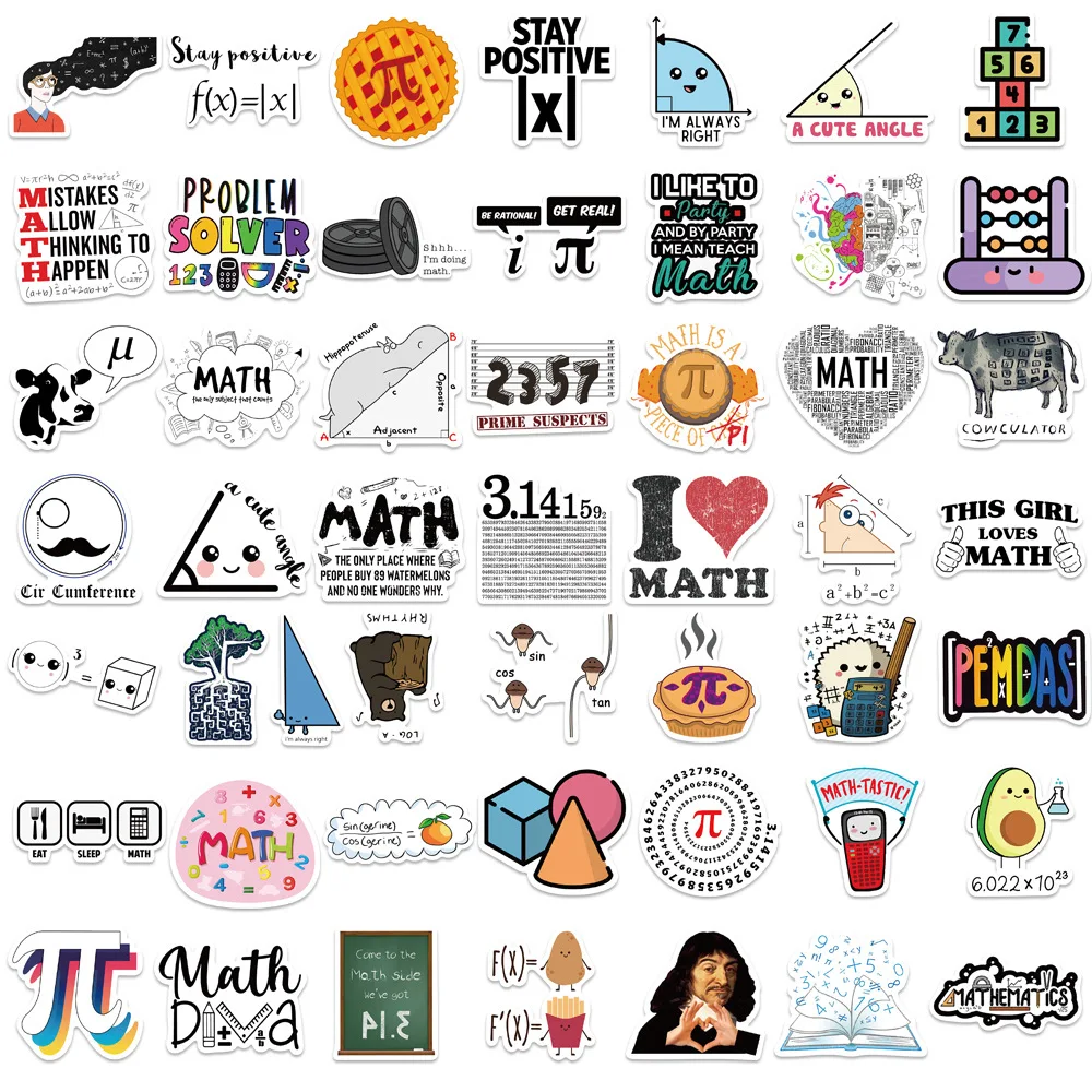 10/30/50PCS Mathematical Formula Graffiti Stickers DIY Skateboard Laptop Helmet Phone Luggage Car Cartoon Decal Kid Math Sticker