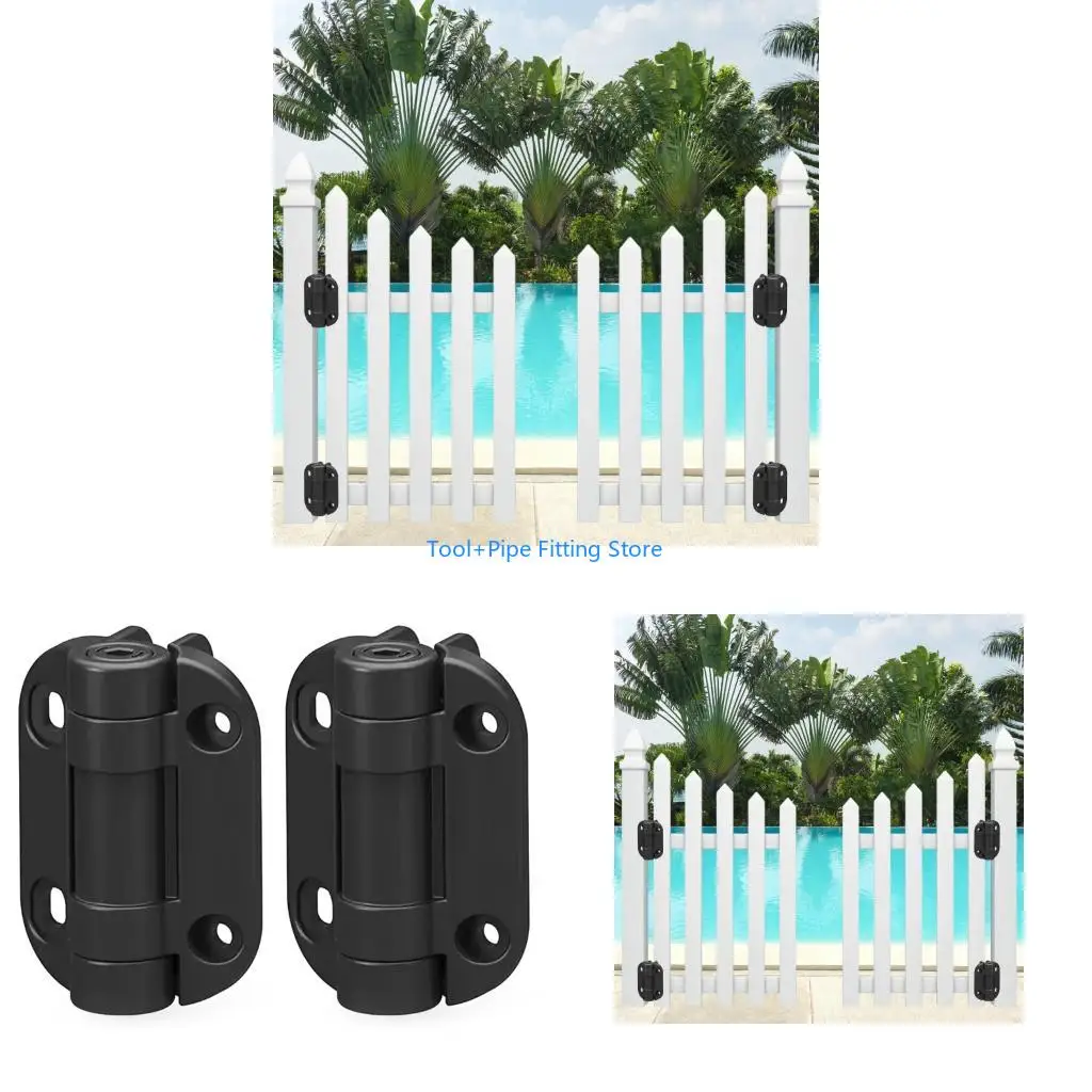 F92B 2Pcs Heavy Duty Auto Closing Gate Hinges Furniture Hardware Easy to Install