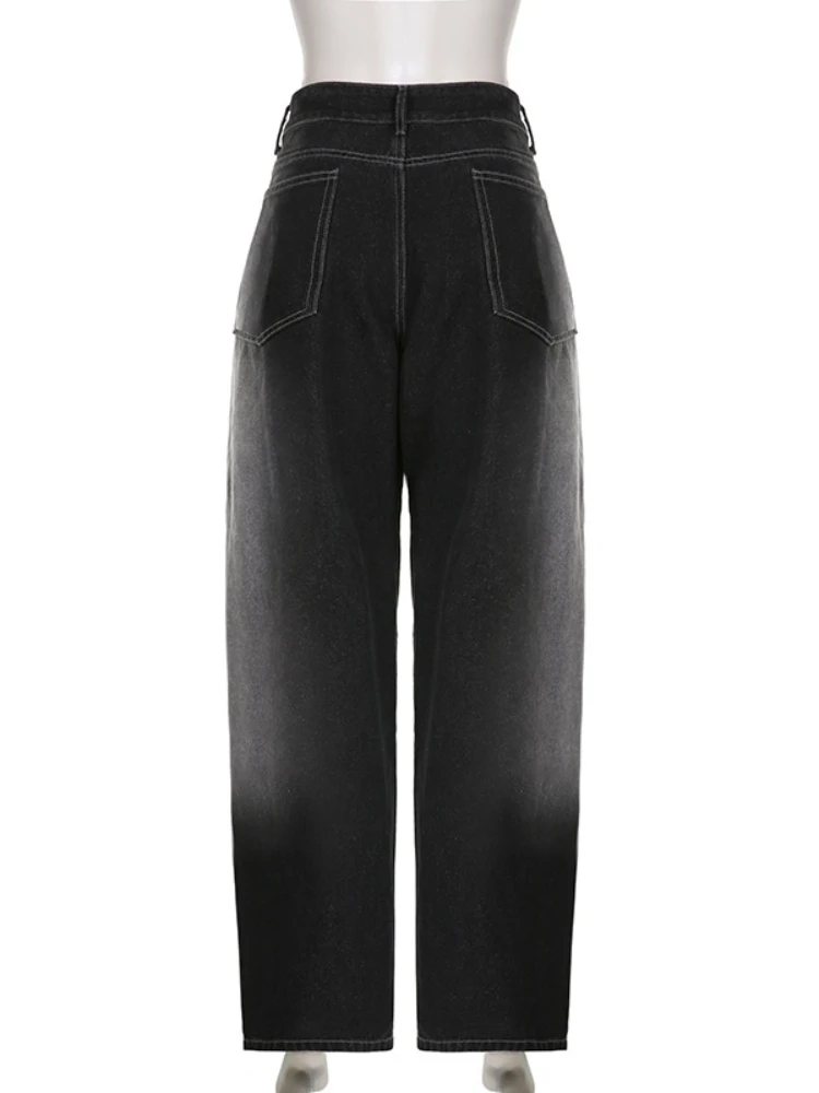 QWEEK-pantalones vaqueros holgados para mujer, ropa de calle Retro, Harajuku, pierna ancha, moda coreana, Primavera, 2024