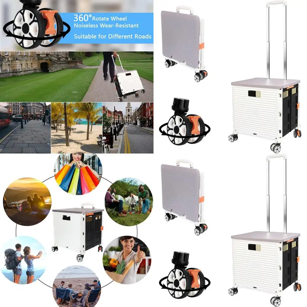 

Collapsible Utility Cart with Telescoping Handle and 4 Wheels for Portable Storage and Transport
