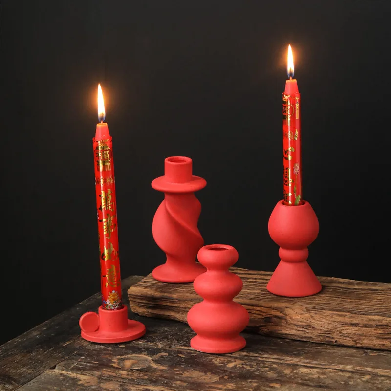 Ceramic Candle Holder Geometric Abstraction Candelabrum Candlestick Small Cup Shape Wedding Centerpieces Home Decoration