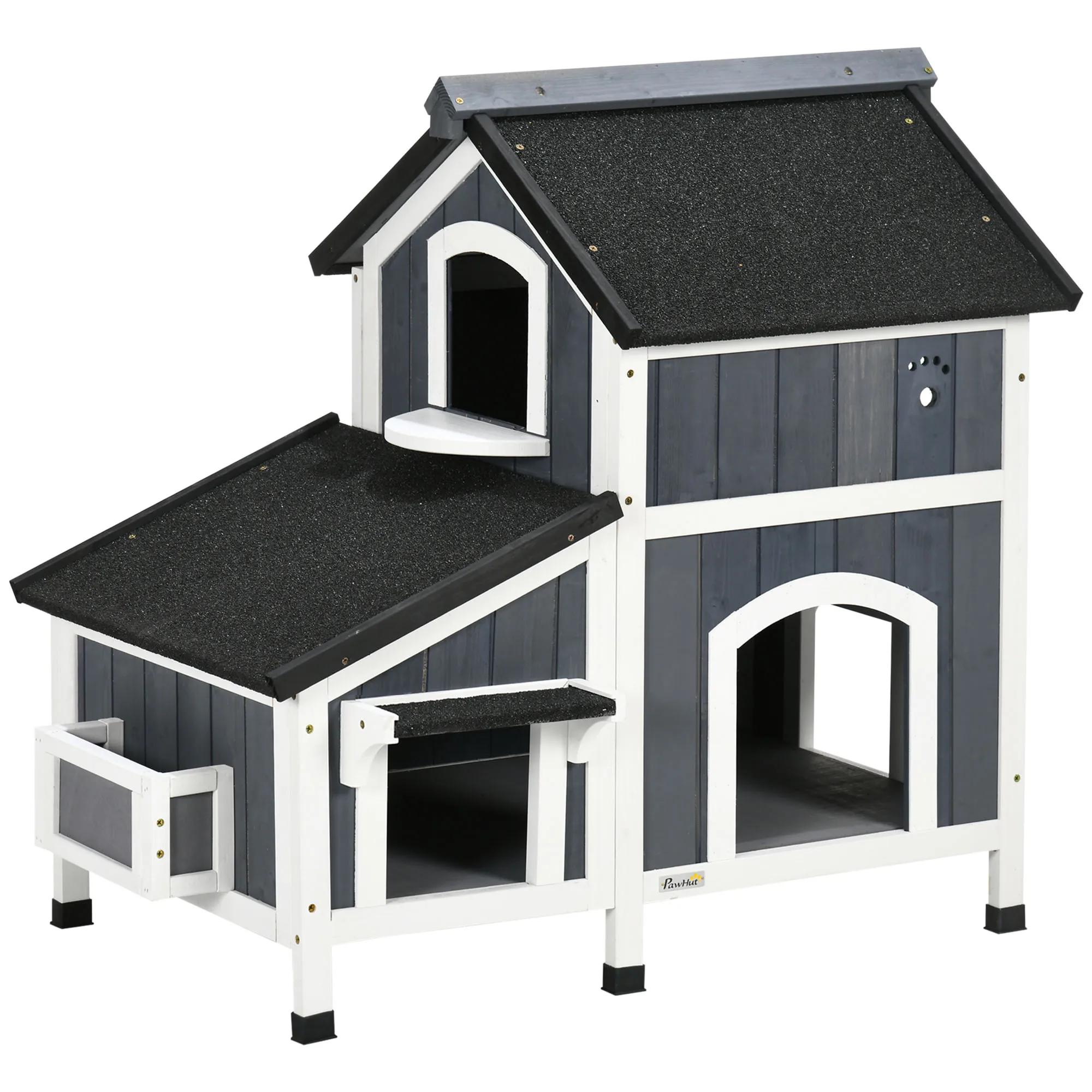 PawHut wooden cat shed with planter 96x65x85,5 cm