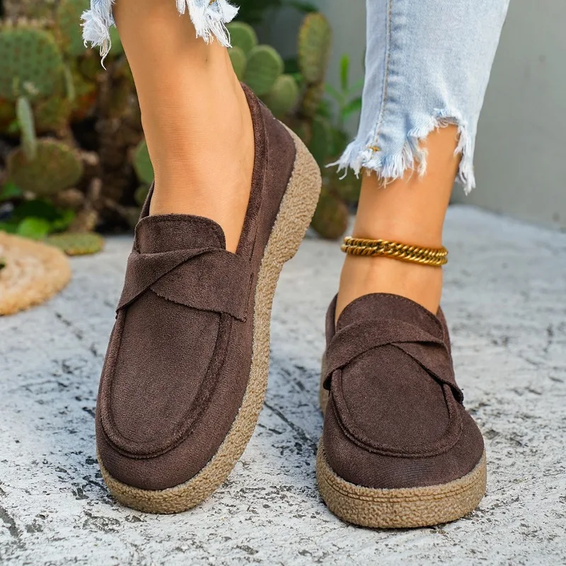 Einfacher Stil, lässige runde Zehenpartie, flache Slipper für Damen, bequeme Slipper für Herbst und Winter, bequeme Einzelschuhe.