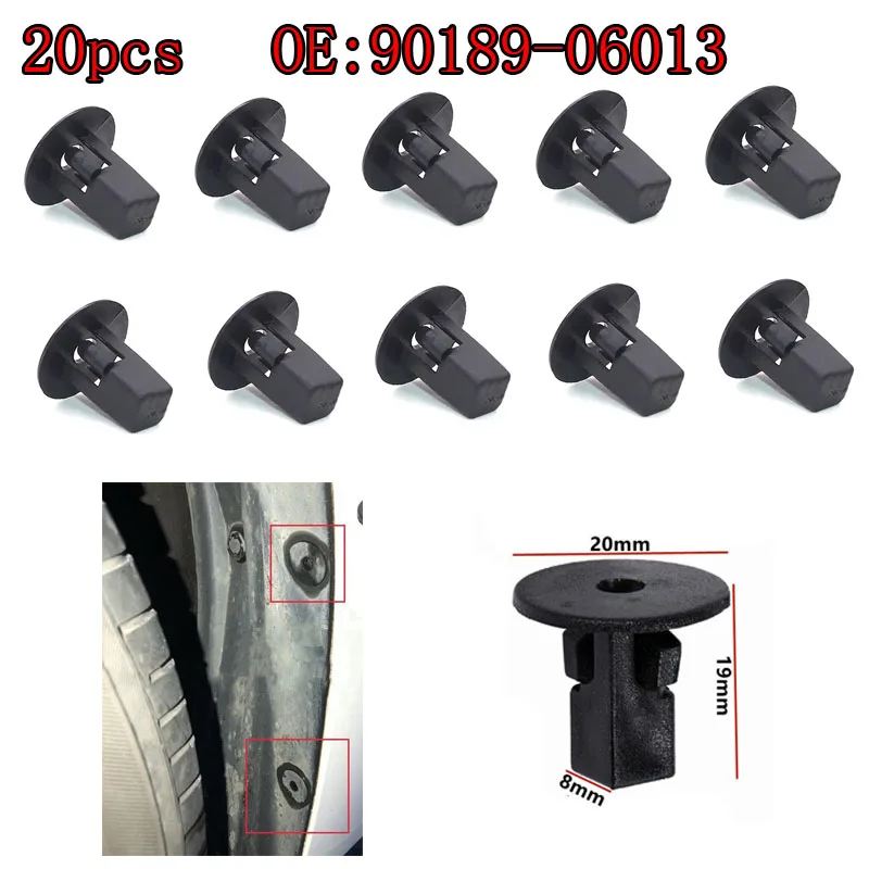 20pcs Car Fender Liner Screw Grommets Fastener Clips for Toyota Yaris Previa 4Runner Avalon Camry Celica Corolla FJ Land Cruiser