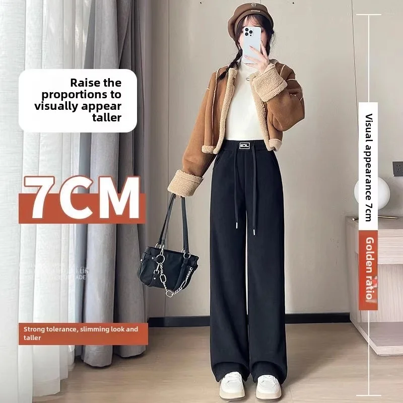 الرجال الخريف الشتاء Thiened سروال قصير بنطال ذو قصة أرجل واسعة لامب المخملية بناطيل كاجوال ألياف البوليستر الدافئة ملابس رجالية Faionable