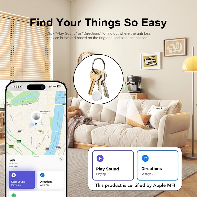 Anti-lose Tracker Smart Tag for Apple Find My App IOS Bluetooth GPS Tracker For Luggage Child IOS MFi Key Finder - view 4