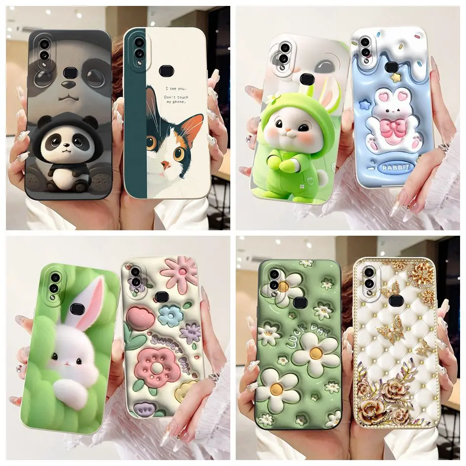 For Samsung Galaxy A10 A10S Case SM-A105F SM-A107F Shockproof Cover Cute Rabbit Cartoon Soft Bumper For Samsung M01S A 10S Funda