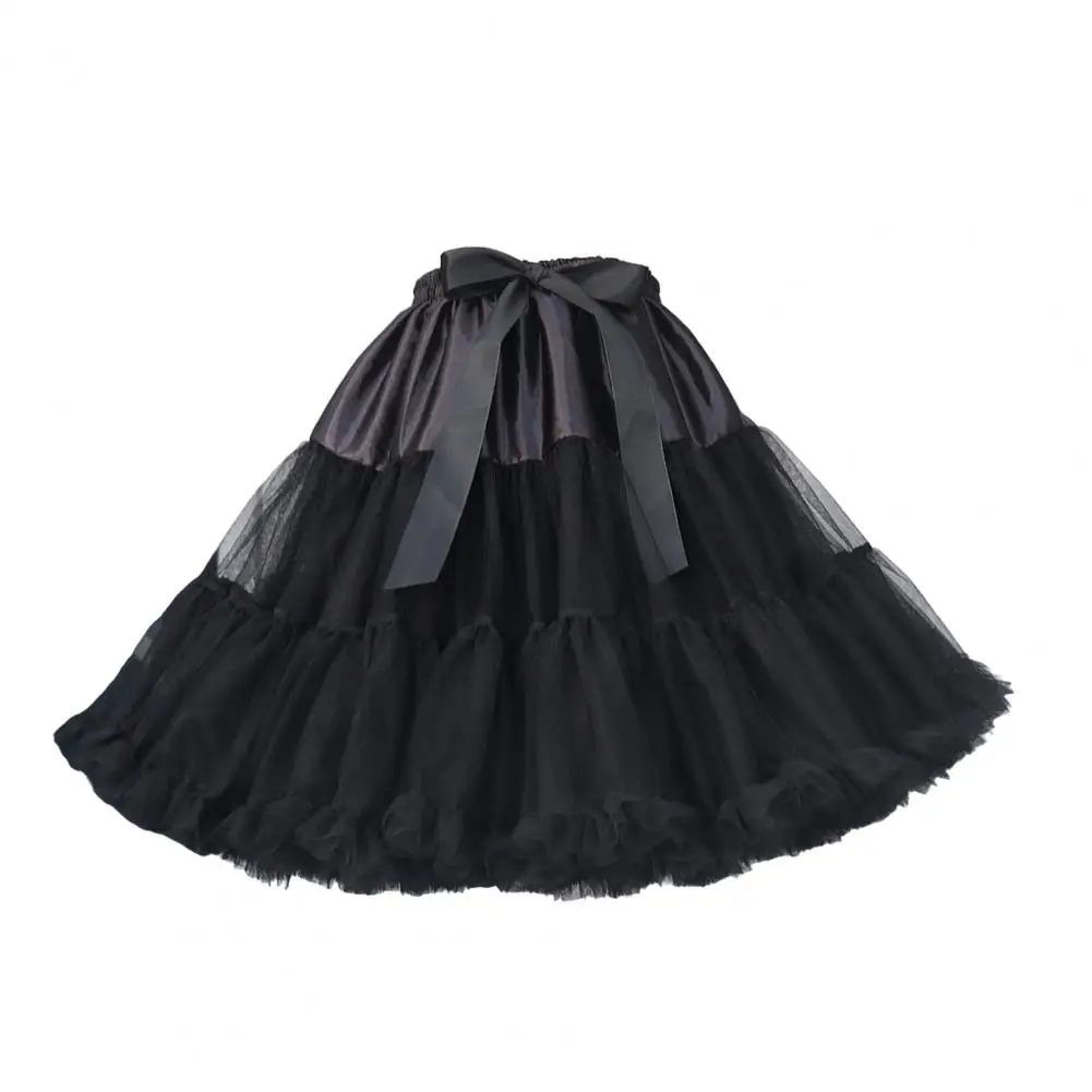 Tulle Skirt Petticoat Elegant Women's Tulle Skirt with Soft Lining Bowknot Detail for Performance Daily Wear Special Occasions