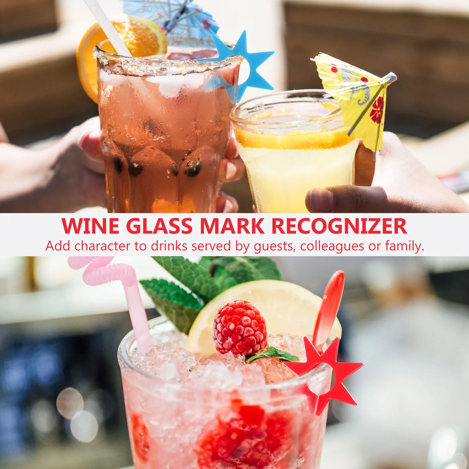 

16 pcs 2 Sets Glass Markers Silicone Cup Signs Party Glass Identifiers Reusable Drink Tags for Home Bar Restaurant