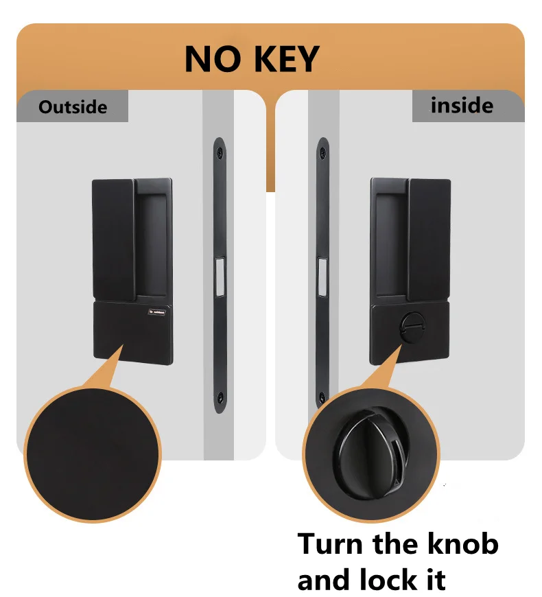 Imagem -06 - Fechadura da Porta Deslizante Embutida Invisível Fechadura de Madeira Preta Sucção Magnética Quarto Silencioso Quarto Ecologia Minimalista