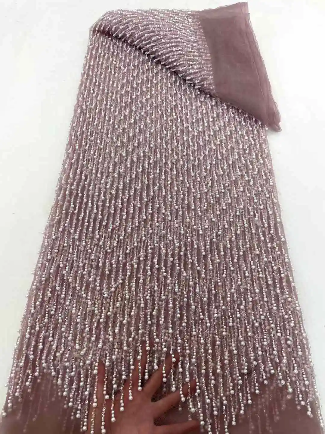   Tessuto africano del pizzo 2025 Materiale del pizzo con paillettes di alta qualità Tessuto di pizzo francese per la festa nuziale nigeriana cucito WS