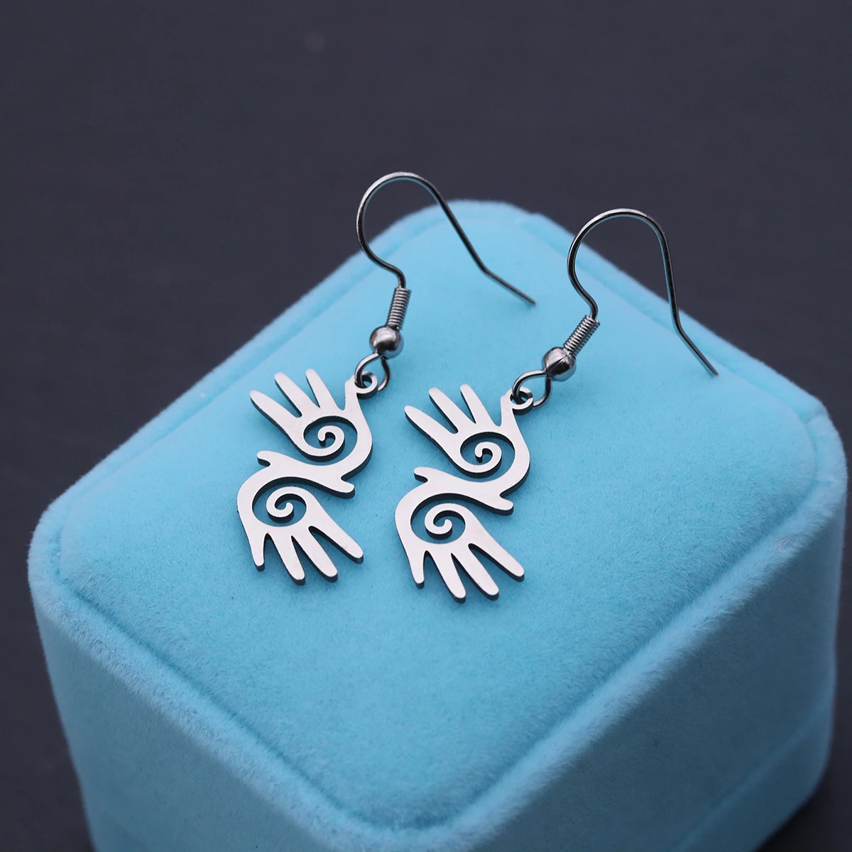 Chandler Stainless Steel Swirl Hand Dangle Earrings - Artistic Openwork Jewelry, Chic Gift for Women Daily & Party Wear