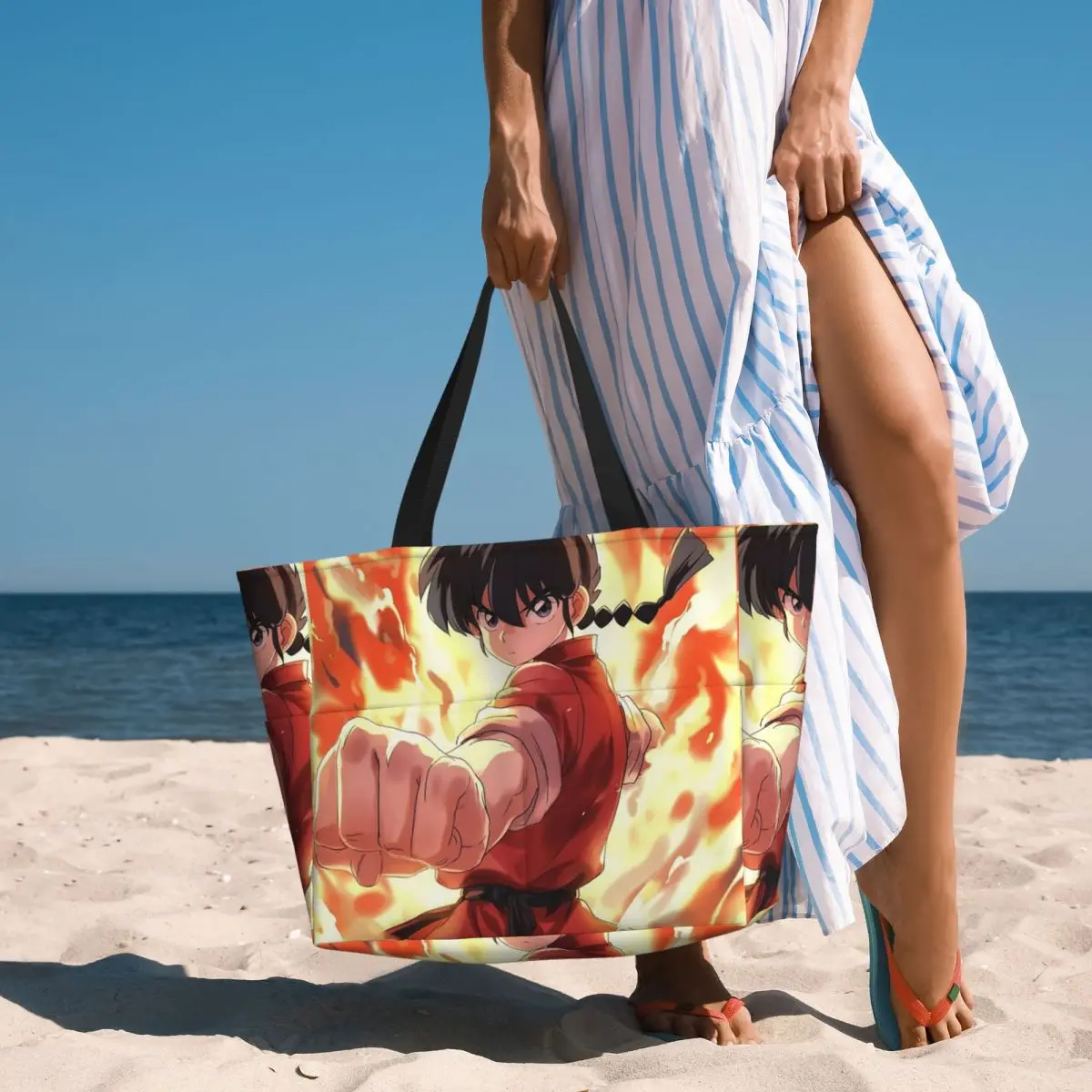 

Ranma Saotome Pig Girls Beach Tote Bag Sport Gym Yoga Duffle Large Tote Bag Women Travel Bag Fitness bag