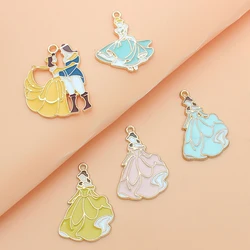 10pcs Fashion Jewelry European And American Drip Oil New Cartoon Princess And Prince Pendant Suitable For Boys And Girls Party J