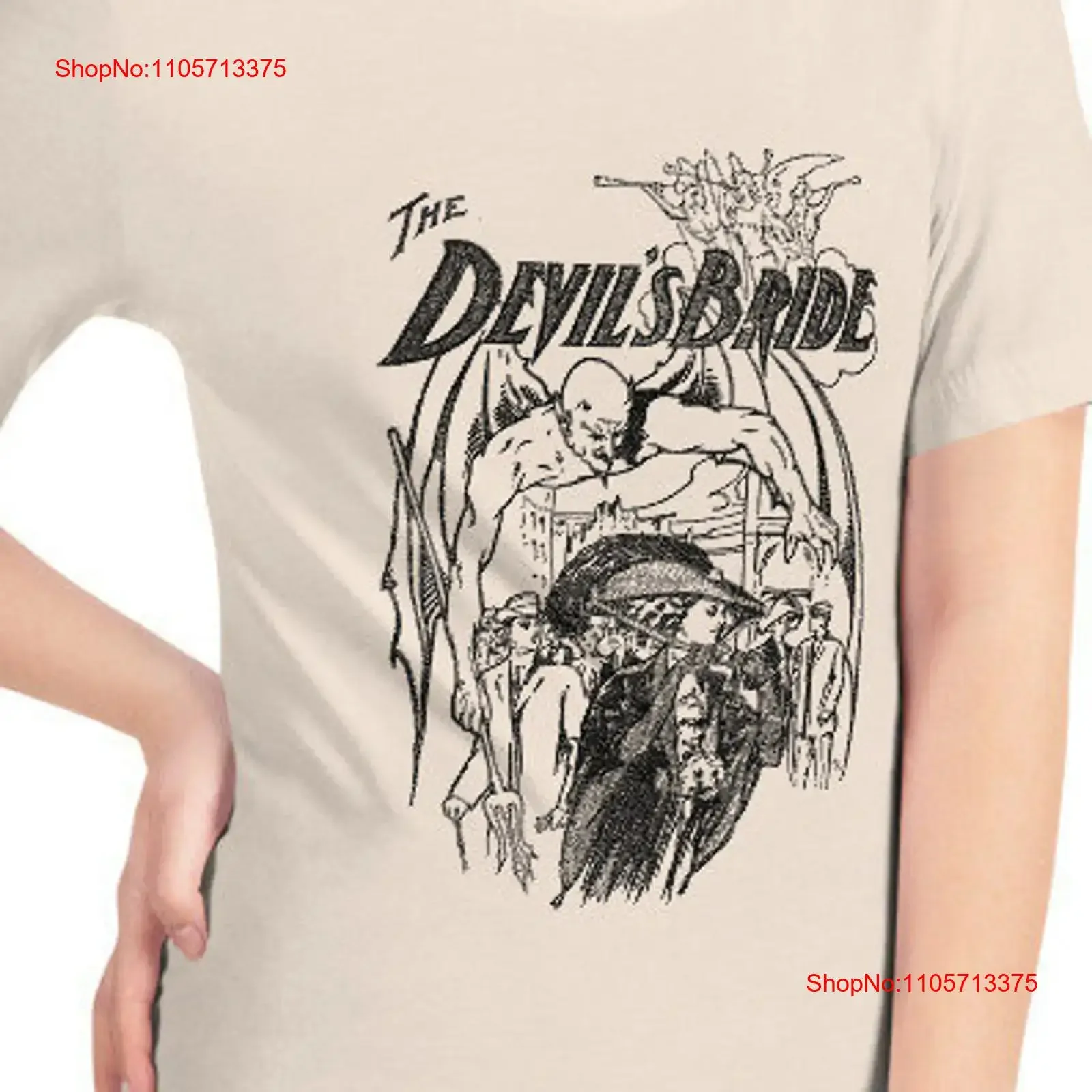 Satanic T Shirt The Devil's Bride Edwardian Sensationalism Devil Demon Book Cover vintage Washed Versatile