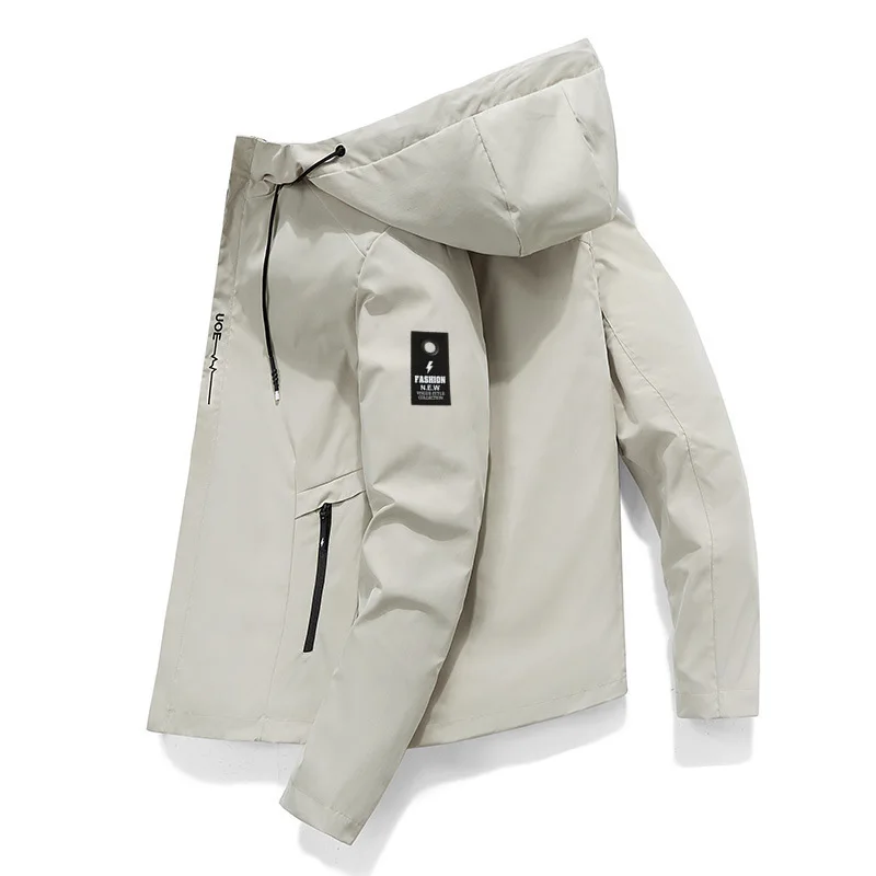 

Autumn Men's Outdoor Windproof Jacket Casual Fashionable Hooded Mountaineering Jacket Hooded Loose Fit Regular Length Outerwear