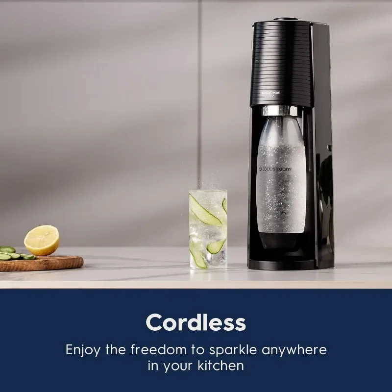 SodaStream Terra Sparkling Water Maker Bundle (สีดํา) พร้อมขวด CO2, DWS และรสชาติ Bubly Drops