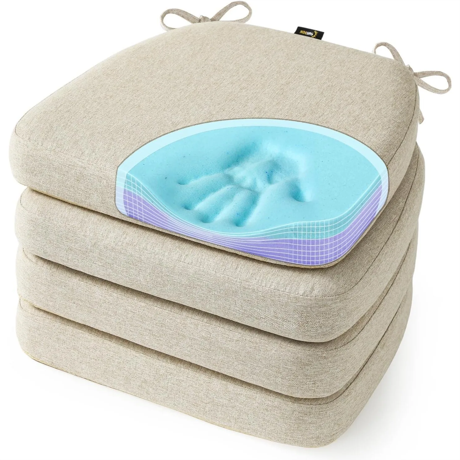 

Cooling Gel Memory Foam Chair Cushions, 2.6" Thick U-Shaped Dual-Layer Comfort Dining Chair Pads, Non Slip Seat Cushion with