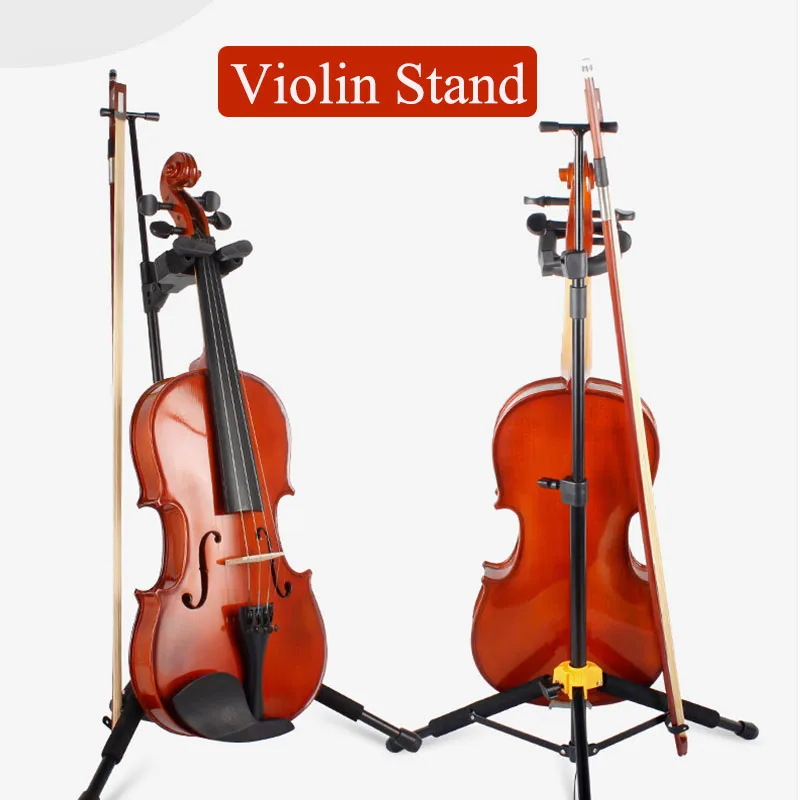 Foldable Violin Stand Adjustable Height Tripod Violin Holder with Bow Hook Portable Viola Display Rack for Full Size Violin