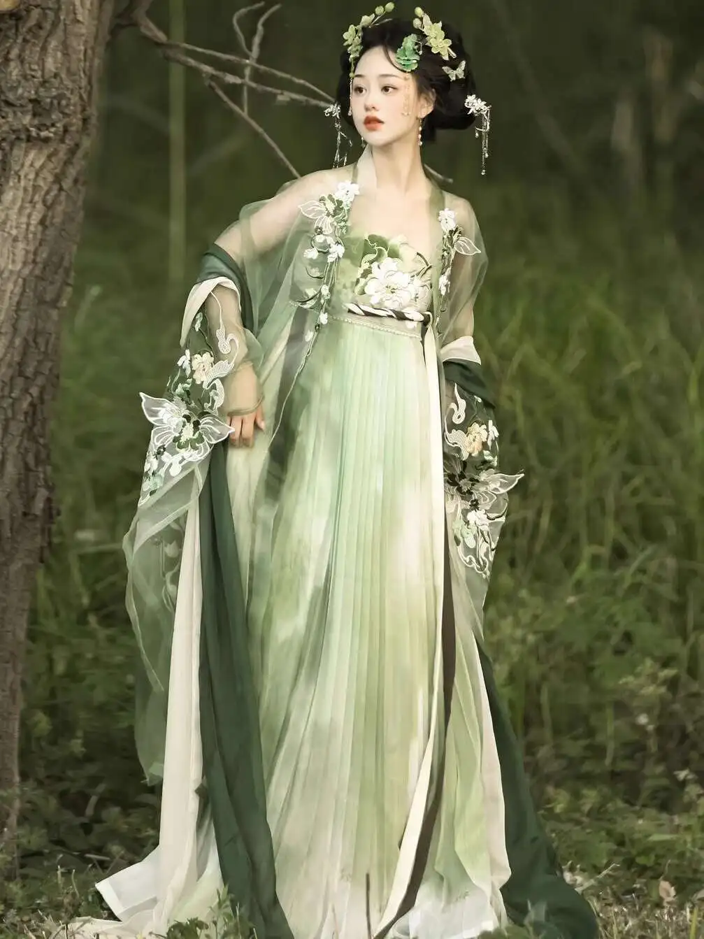 

New Hanfu Women[Qing Yao]Heavy Industry Embroidery Hezi Skirt Tang Style Big Sleeve Shirt Super Immortal Daily Spring And Summer