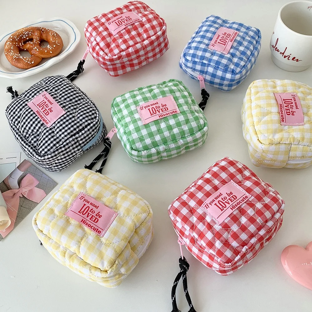 حقيبة شبكية لوف للنظافة، جيب محمول للعملات المعدنية، حقيبة مكياج صغيرة لأحمر الشفاه، حقيبة تخزين مفاتيح ومتنوعة، حقيبة شهرية للفتيات #1