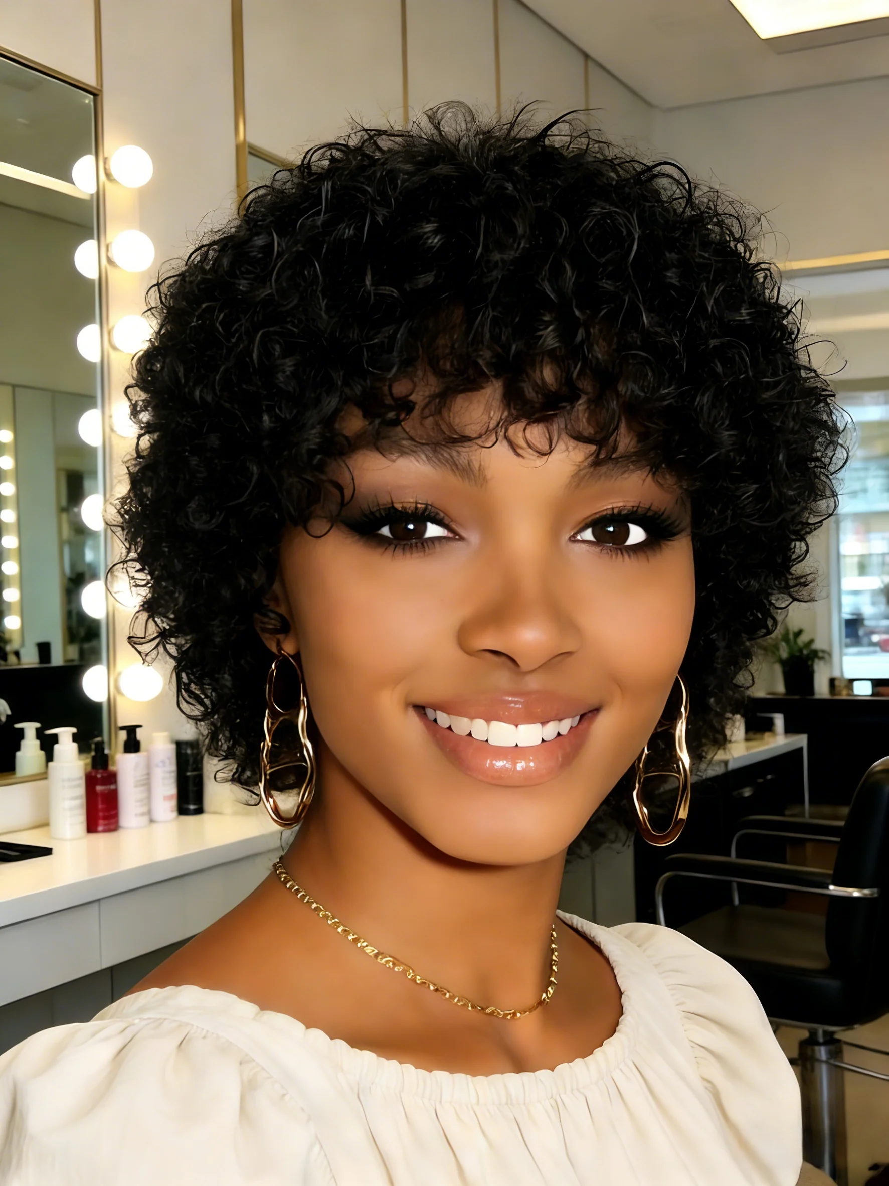 

Human Hair Short Pixie Cut Wig 180% Density 8 inches Natural Short Curly Hair For Women Full Machine Made Wigs