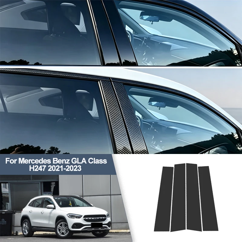 For Mercedes Benz GLA Class H247 2021-2023 B/C Pillar Post Stickers PC Window Middle Pillar Trim Decorative Car Exterior Parts