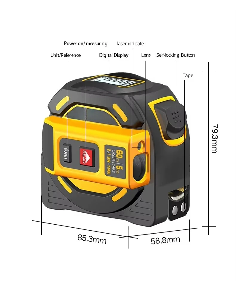 

60M Custom Good Quality Lcd Display Oem Measuring Tools Laser Digital Tape Measure