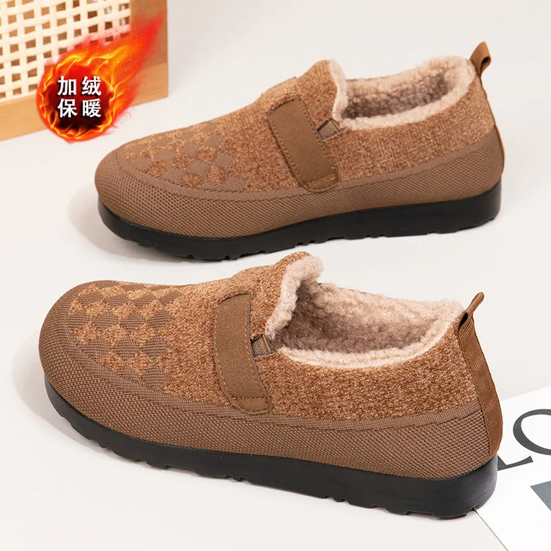 

Женская зимняя повседневная обувь, новые мокасины, мягкие нескользящие лоферы на плоской подошве, модные удобные теплые плюшевые женские хлопковые туфли без шнуровки