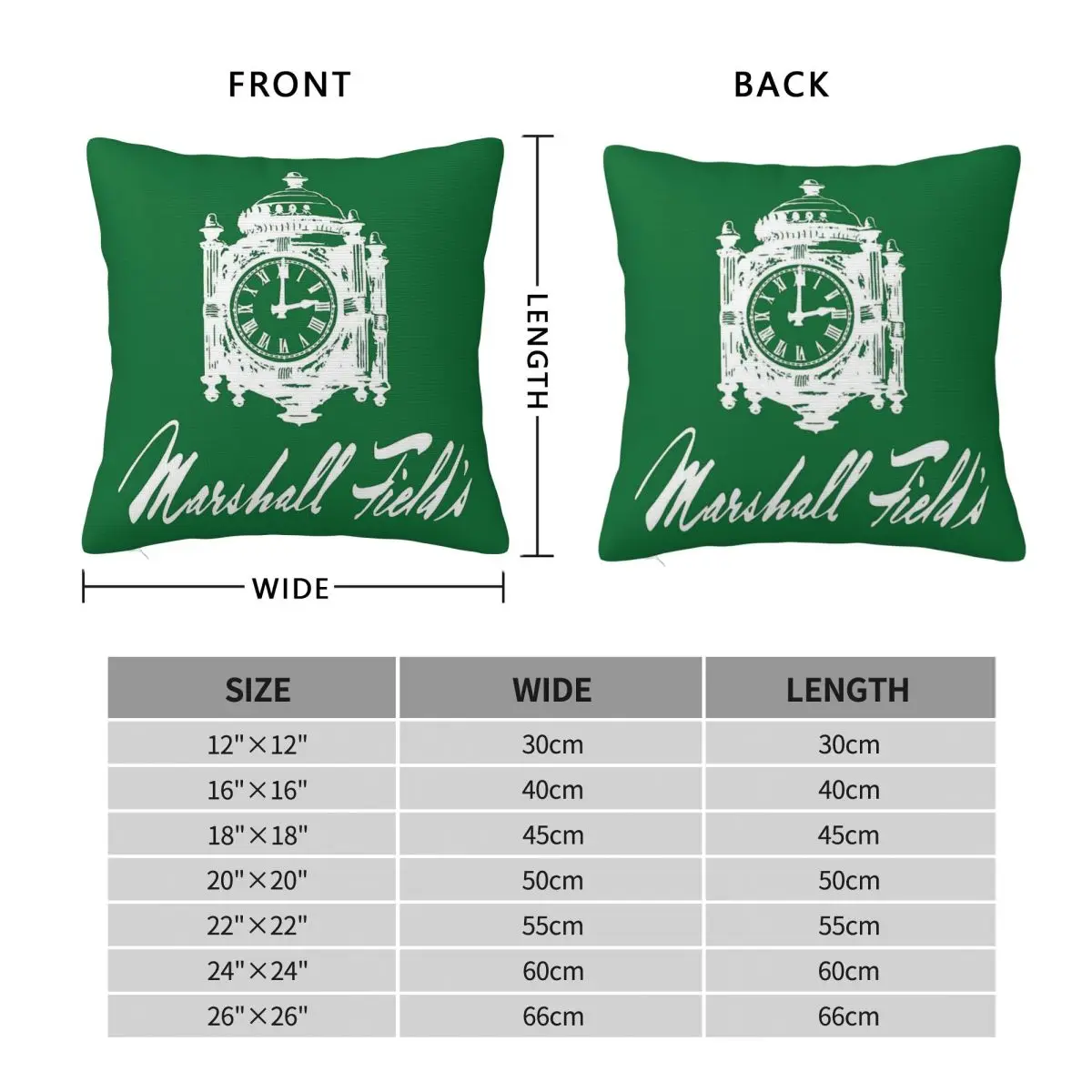 Marshall Field's Department Store Square Pillowcase Polyester Linen Velvet Pattern Zip Decorative Pillow Case Bed Cushion Cover