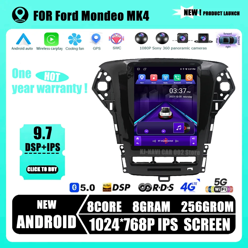 

9.7" Android 14 for Ford Mondeo Mk4 2011 -2013 2Din Car Radio Galaxy A/C Multimedia Player GPS Navigation RDS Carplay Head Unit