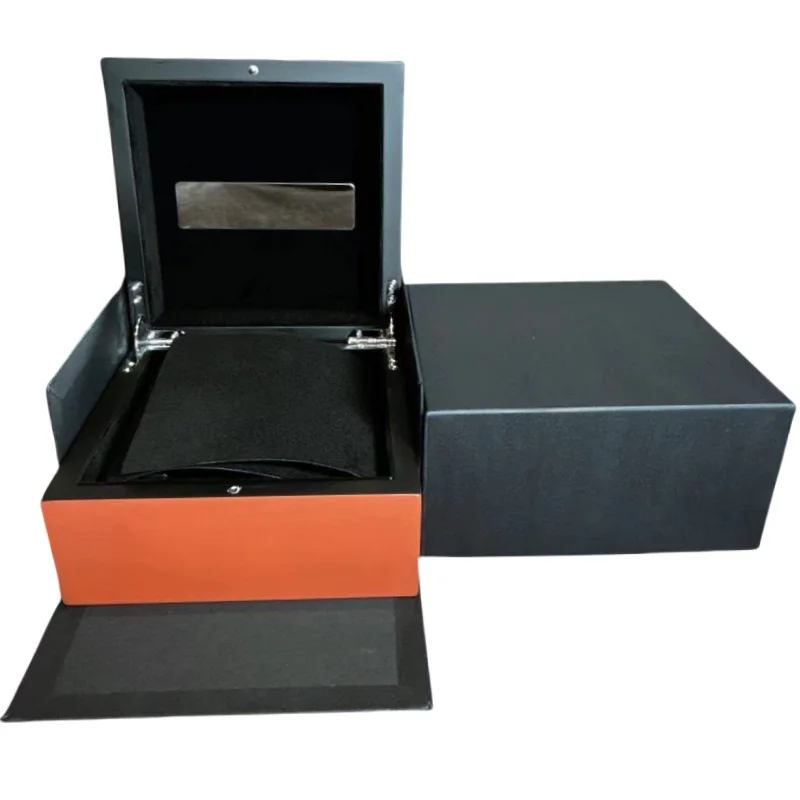 Square Orange Velvet Pam Watch Box Men Jewelry Storage Box Inner Outer Paper Waterproof Wristwatch and NH35 36 Case Watch Shaker