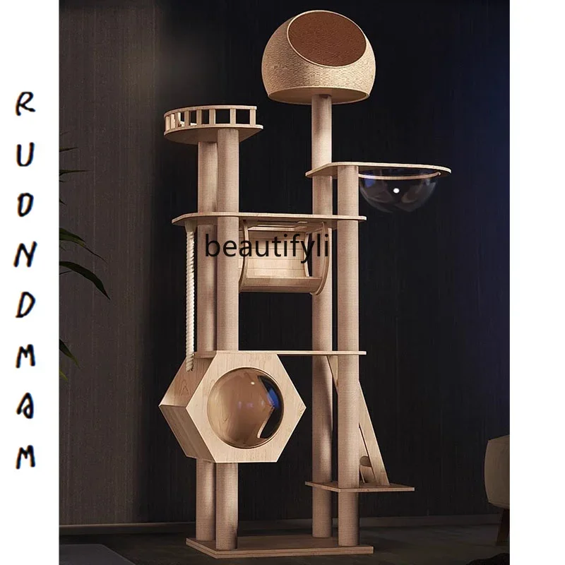 LXHousehold Solid Wood Cat Climbing Frame Cat Nest Tree Rack Jumping Platform Climbing Column IntegratedSSS