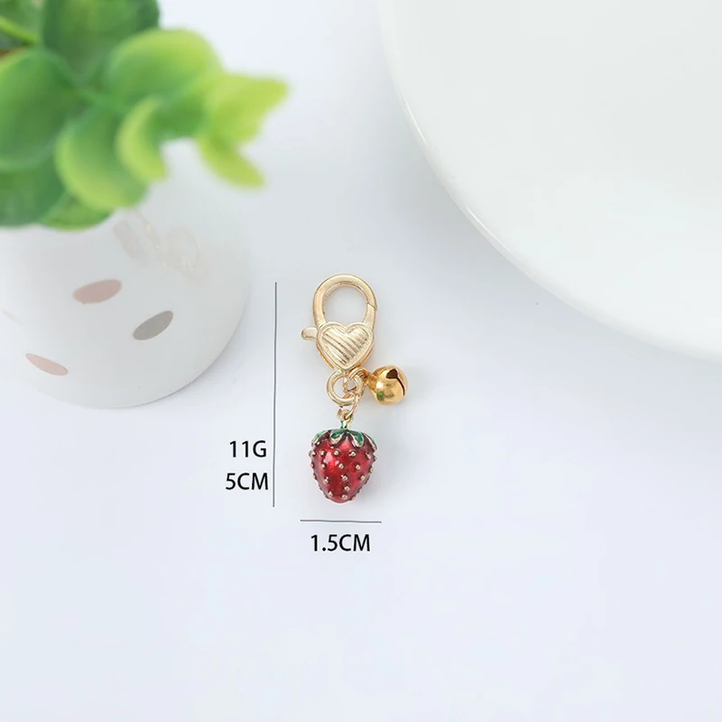 Lovely Strawberry Keychain Fruit Keyring Phones Lanyard Pendant Creative Bell Bag Pendant Jewelry Accessories Holiday Gift