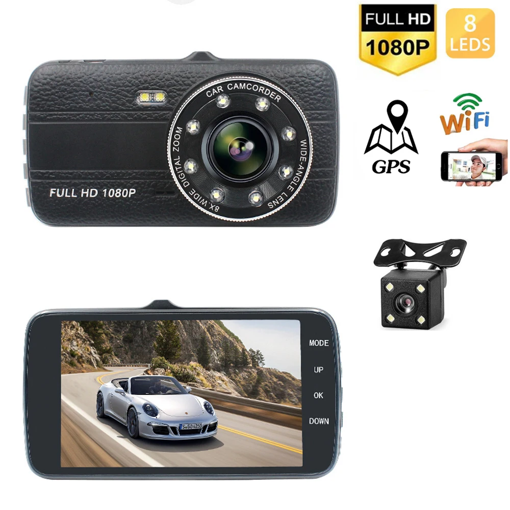 

Car DVR WiFi Dash Cam 1080P Full HD Rear View Reverse Camera Video Recorder Night Vision Dashcam GPS Black Box Car Accessories