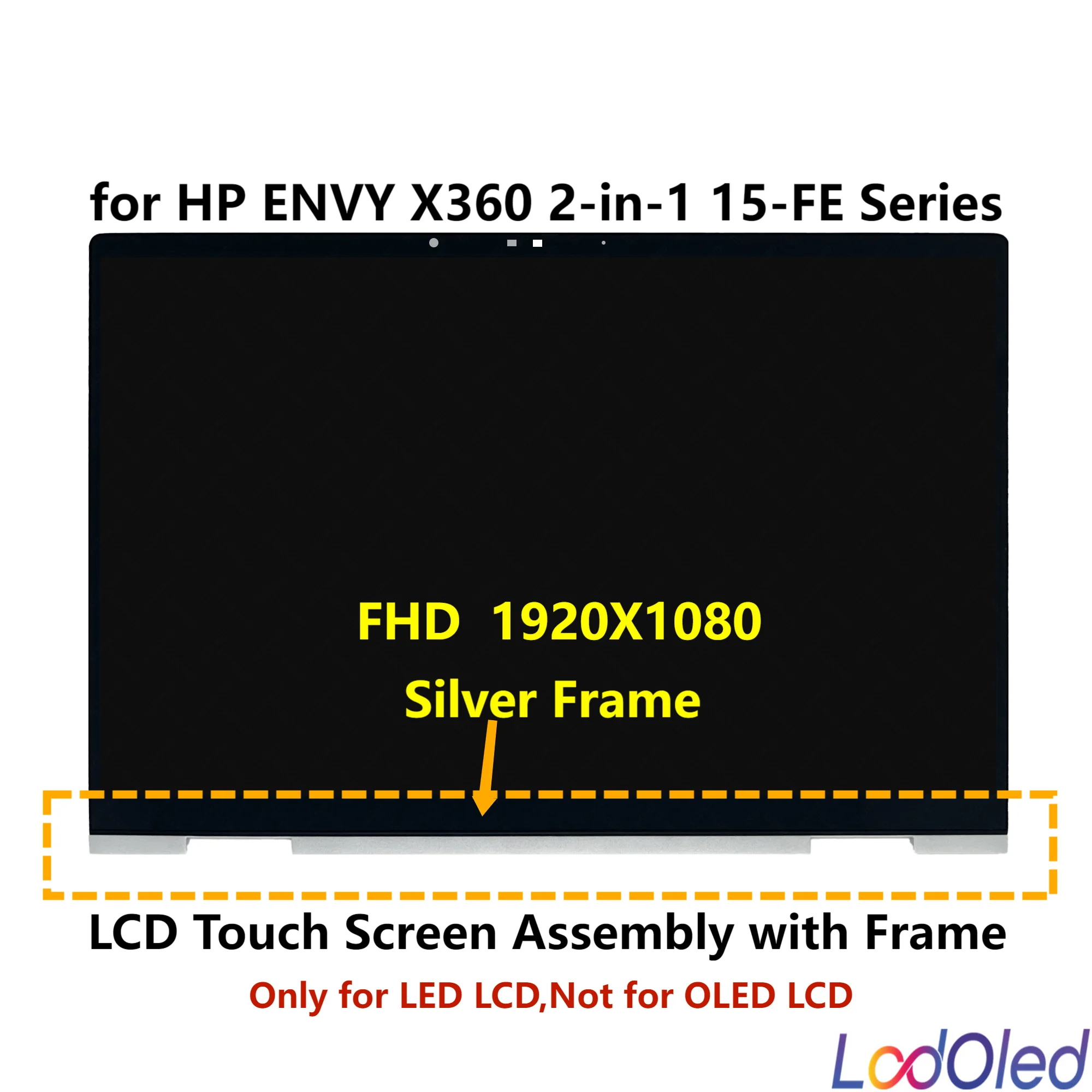 Lcd Touch Screen Display Digitador Montagem com Quadro Prata Fhd 15.6 Fhd para hp Envy X360 em 15-fe0053dx 1920×1080 30 Pinos