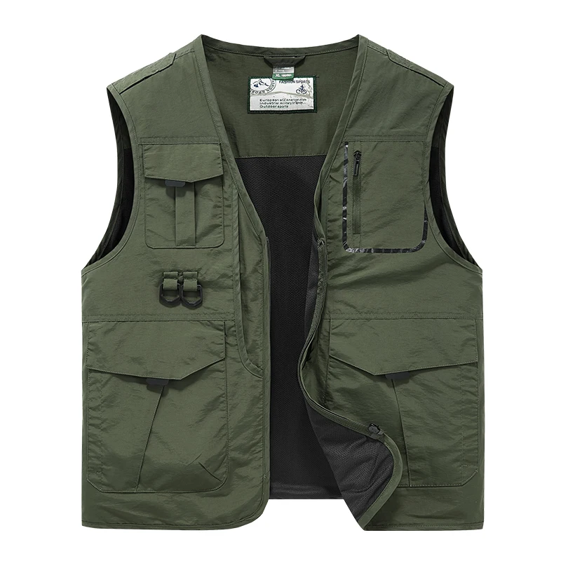 

New Men's High-quality Multi Pocket Quick Drying Lightweight Vest, Outdoor Hiking Vest,casual Versatile Oversized Fishing Jacket