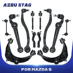 AzbuStag 12Pcs Front Upper Lower Rearward Forward Control Arm Sway Bar Link Tie Rod Suspension Kit for MAZDA 6 2003 2004-2008