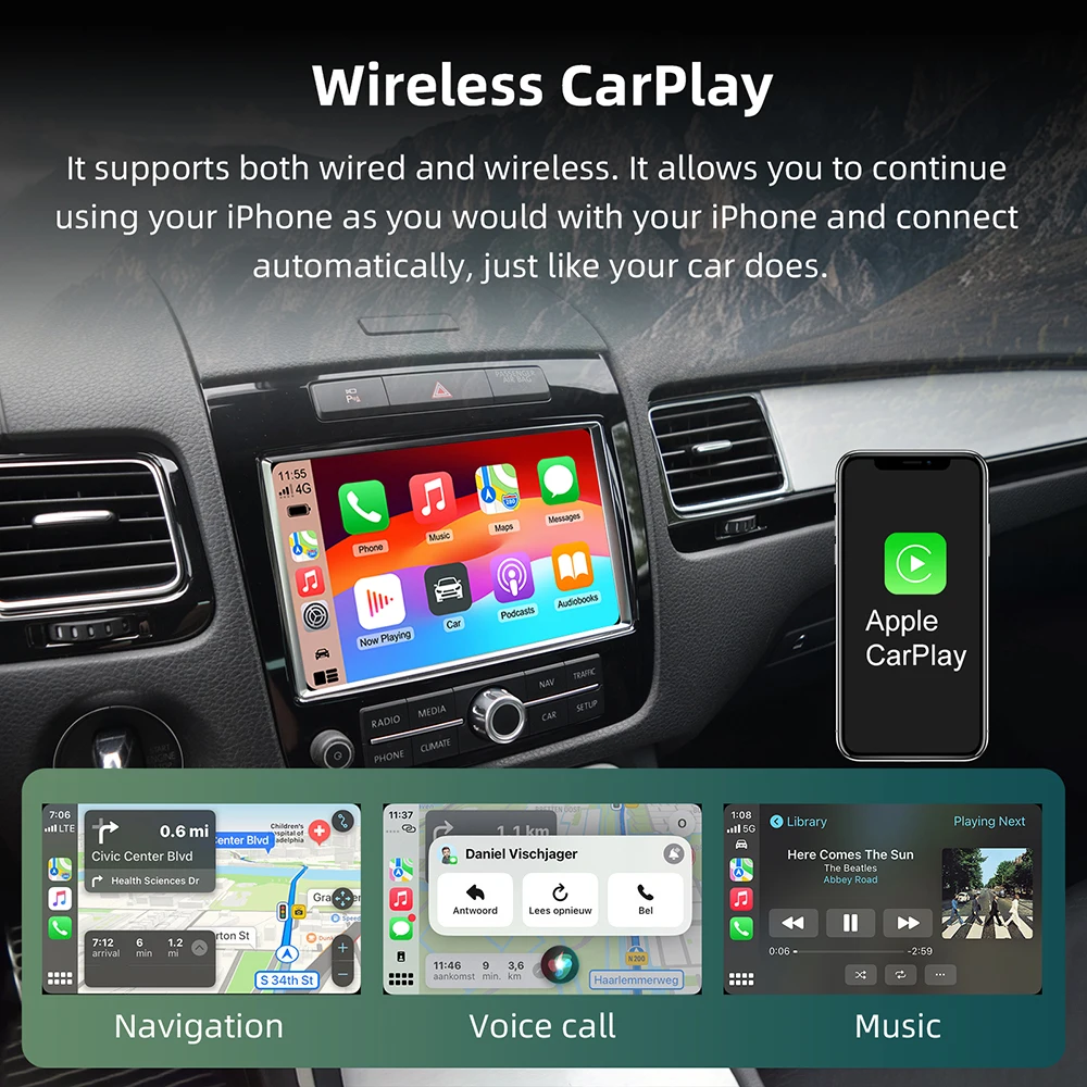 Wireless Carplay Android for Volkswagen 8' Touareg RNS850 Wireless carplay Retrofit Module Android auto Adapter airplay car pl