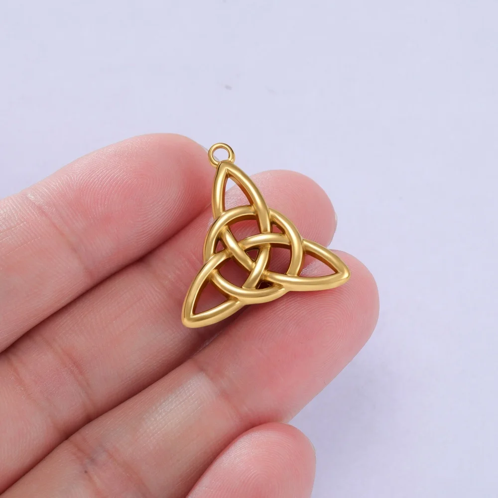 3 Stück/Set, irische Knoten-Charms für Halsketten, Ohrringe, Schmuckherstellung, DIY, Edelstahl-Amulett, Triquetra-Anhänger, Großhandel. – Detail 6