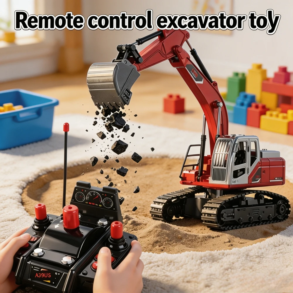 Large Size Remote Control Excavator Toy Simulation Alloy Engineering Vehicle Electric RC Digger Construction Truck Toy